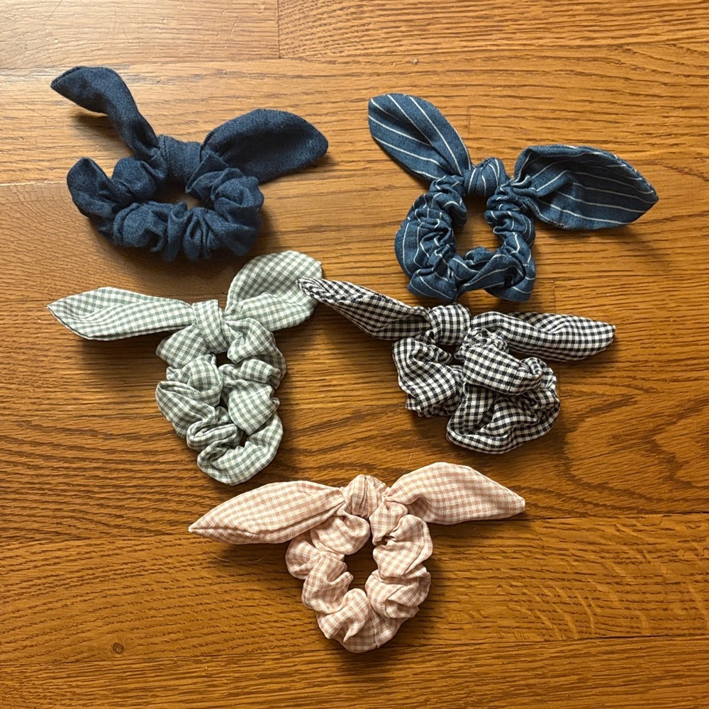 Lash Next Door: Gingham and Denim Hair Scrunchies Set